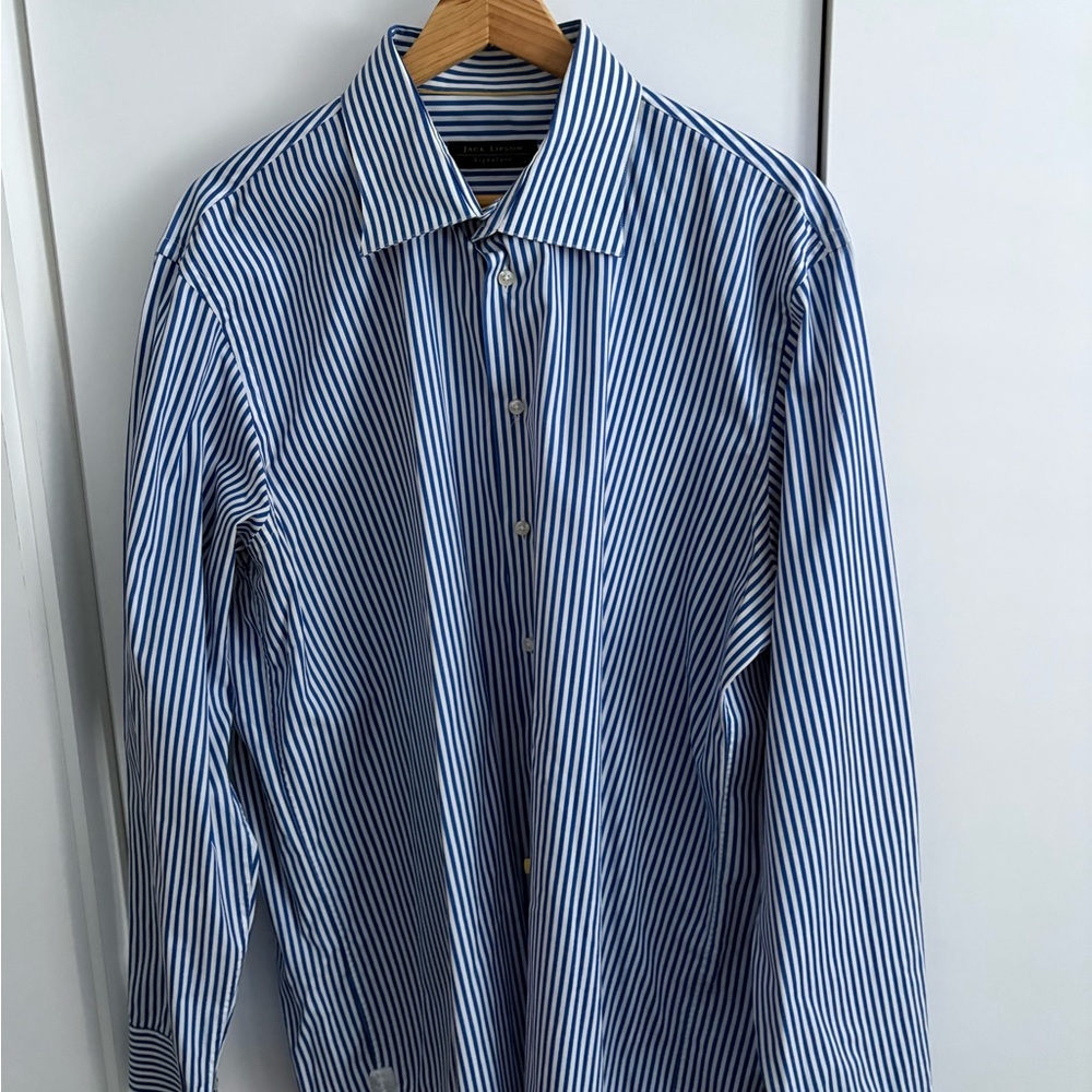 Signature Men's Dress Shirt in Blue and White Stripes